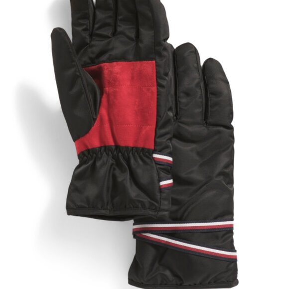 NEW TOMMY HILFIGER Global Stripe Strapping Gloves red/black for men 168tn - Picture 4 of 6